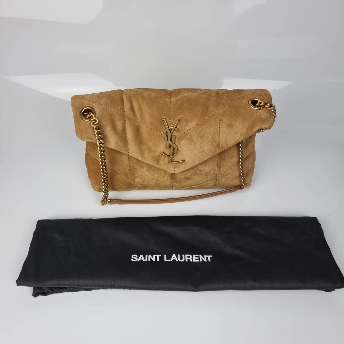 SMALL LOULOU IN QUILTED SUEDE, Saint Laurent