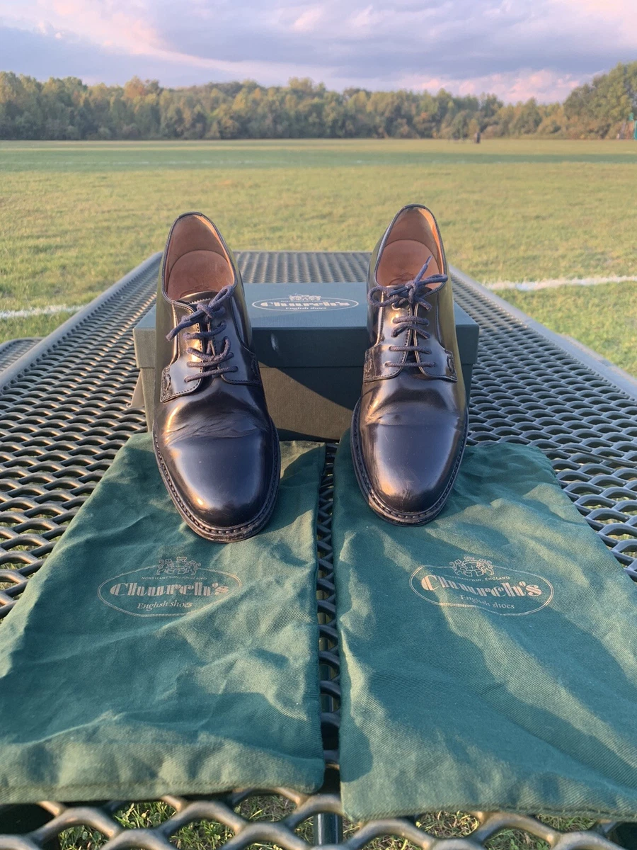 Churchs Shannon Laced Shoes Navy Blue Leather Oxford Size 38 5 EU