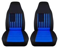 Black And Blue Seat Covers Fits 1987-1995 Jeep Wrangler Yj Front Set