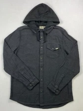 Men's Vans Hooded Button Front Woven Design Long Sleeve Shirt