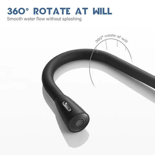Kitchen Mixer Tap 360° Swivel Pull Out 2-Mode Sink Faucet Laundry Black/Silver - Picture 12 of 19