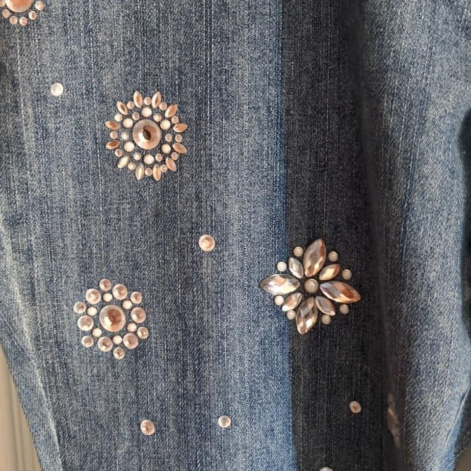 Michael Kors Dillon 花卉设计水钻装饰牛仔裤 Maximallist 牛仔布 — 第 2/4 张图片