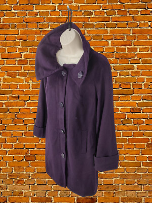 WOMENS REISS SMALL PURPLE VIOLA CASHMERE & WOOL WINTER BUTTON OVER COAT JACKET