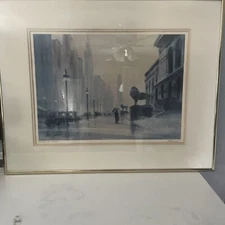 Tom Lynch Lithograph Print. Hand signed “Michigan Ave Memories’ Framed