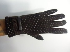 Retro Pinup Winter Gloves Women Warm Fleece Heavy Brown Pea Fake Finishes