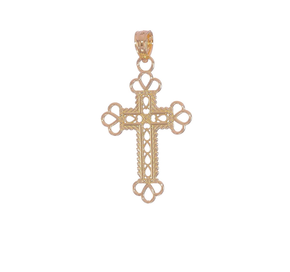 14K Textured and Cut-Out W/ Rope Frame Block Cross Charm 14K Textured and Cut-Out W/ Rope Frame Block Cross Charm