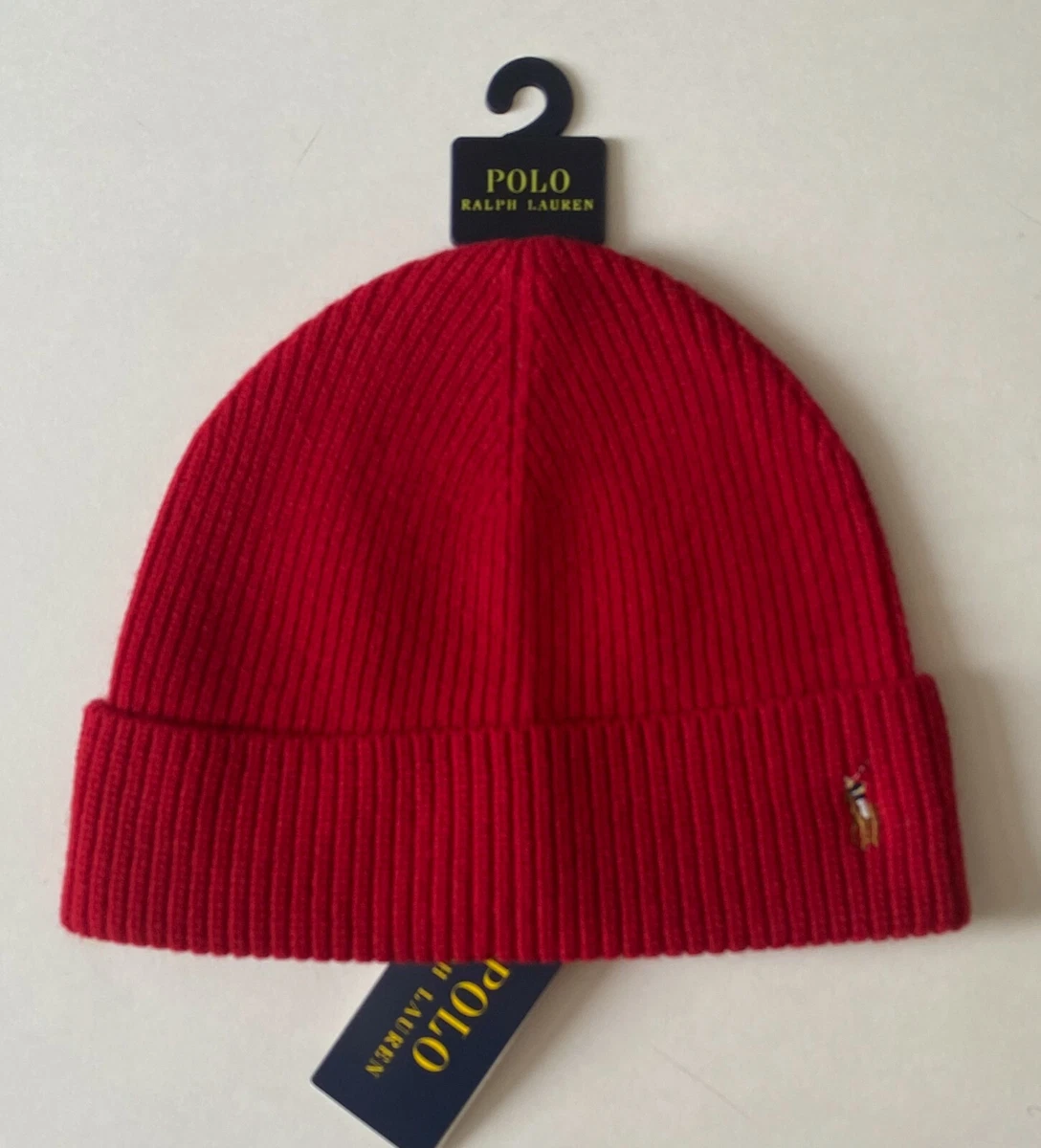 NWT Mens Polo Ralph Lauren Signature Pony Cuffed Wool Blend Beanie
