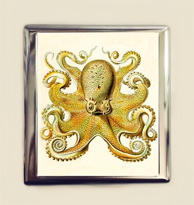 Victorian Octopus Cigarette Case Business Card ID Holder Wallet Ernst Haeckel