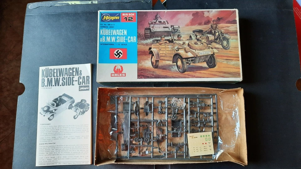 HASEGAWA KUBELWAGEN & B.M.W. Side-car German Army 1/72 mini box 12 - Immagine 2 di 3