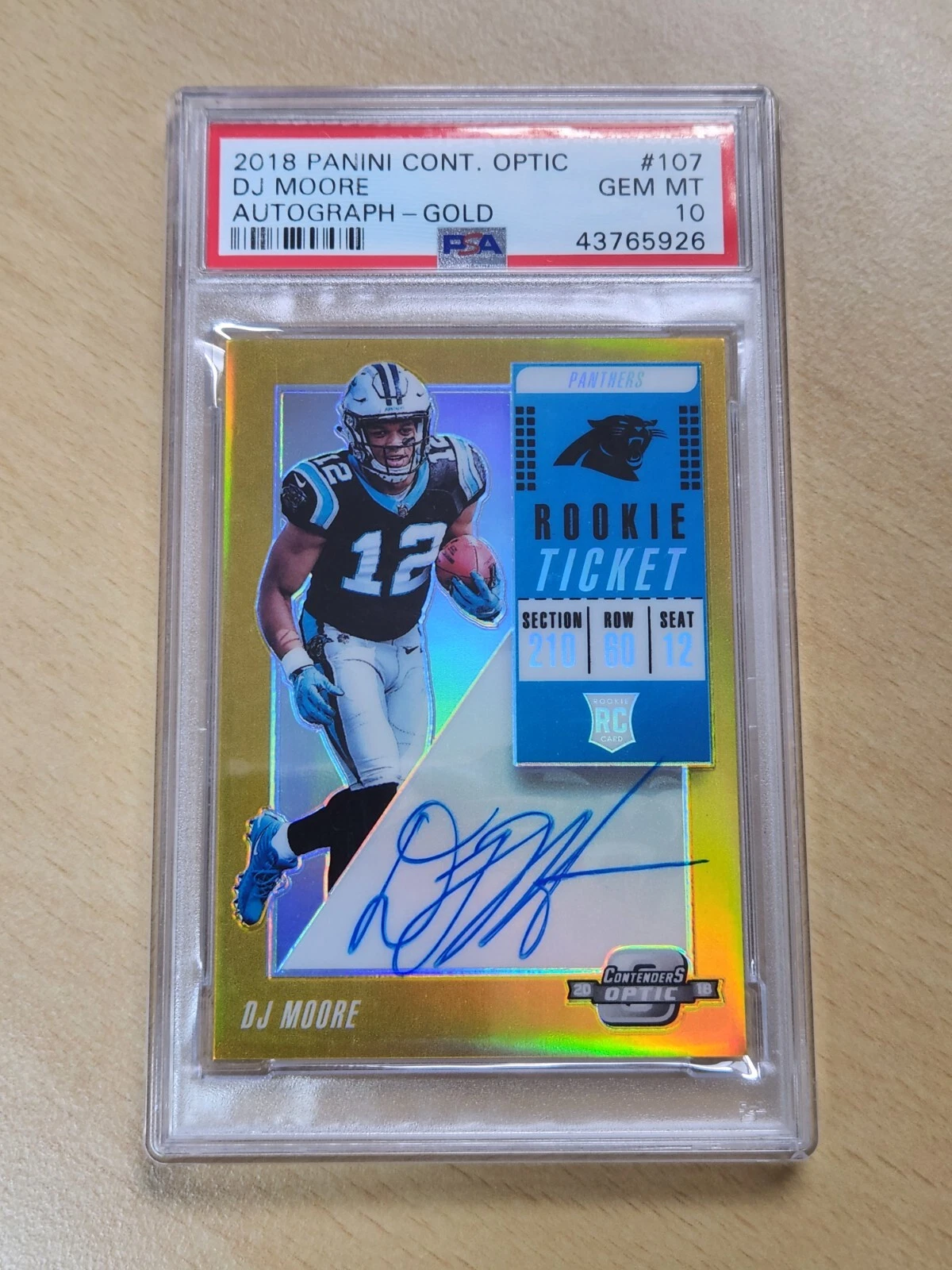 DJ Moore Panini Contenders Optic #107 Autograph-Gold
