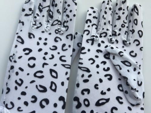 Women Lady Sexy Black White leopard print Lace Fancy Party short Costume Gloves  - Bild 11 von 15