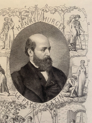 Adrien NARGEOT (1837-?) Portrait Ecrivain Henri Murger " Le Pays Latin " Paris - Zdjęcie 3 z 9