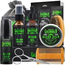 Beard Kit Beard Grooming Kit w/Beard Wash/Shampoo Beard Oil Balm Brush Comb Scis