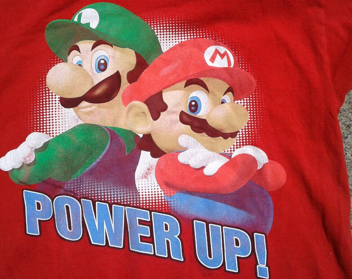 Boys Nintendo Super Mario T-shirt Size Large Red POWER UP!