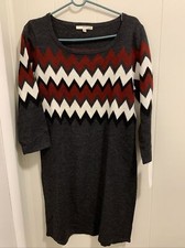 Women  Sweater Dress Red-gray-white Brand New Size M