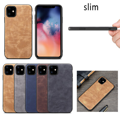 For iPhone 11 Pro Max 11 Pro 11 Leather Case Hard Back Slim Cover Snap on  Case