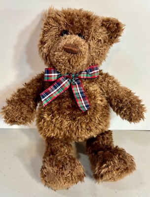 Retired Gund Muffles Brown Teddy Bear with Plaid Bow 2482 Plush Animal ...