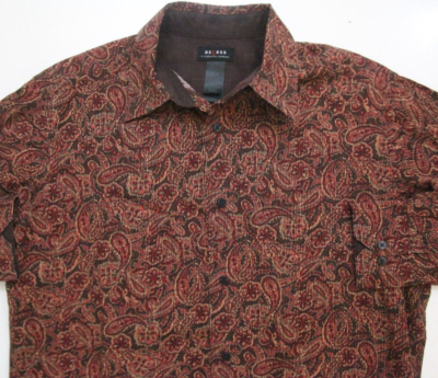 Large Claiborne Axcess Burgundy Red Cotton Men's Paisley Dress Shirt Mans  1507 | eBay