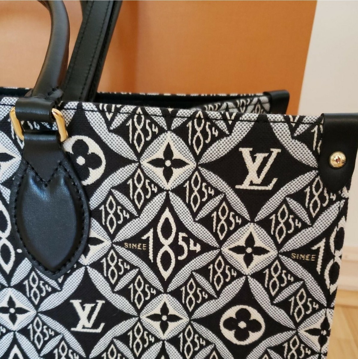 Louis Vuitton Black and Grey Monogram Jacquard Since 1854 OnTheGo GM Gold Hardware, 2020 (Like New), Womens Handbag