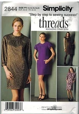 2844 UNCUT Simplicity Sewing Pattern Misses Dress 2 Lengths Tie Belt Threads SEW