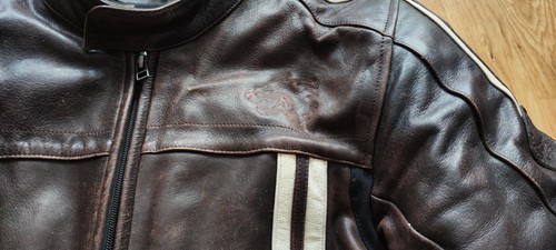 BKS London Vintage Leather Motorcycle Jacket Brown size UK 40-42 - Picture 6 of 21