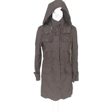 Marc O'Polo Women's Long Coat Size 8 Brown Hood Lightweight Pockets 100% Cotton