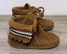 1C MINNETONKA Moccasin Shoe Slipper Toddler Suede Leather Boy Girl