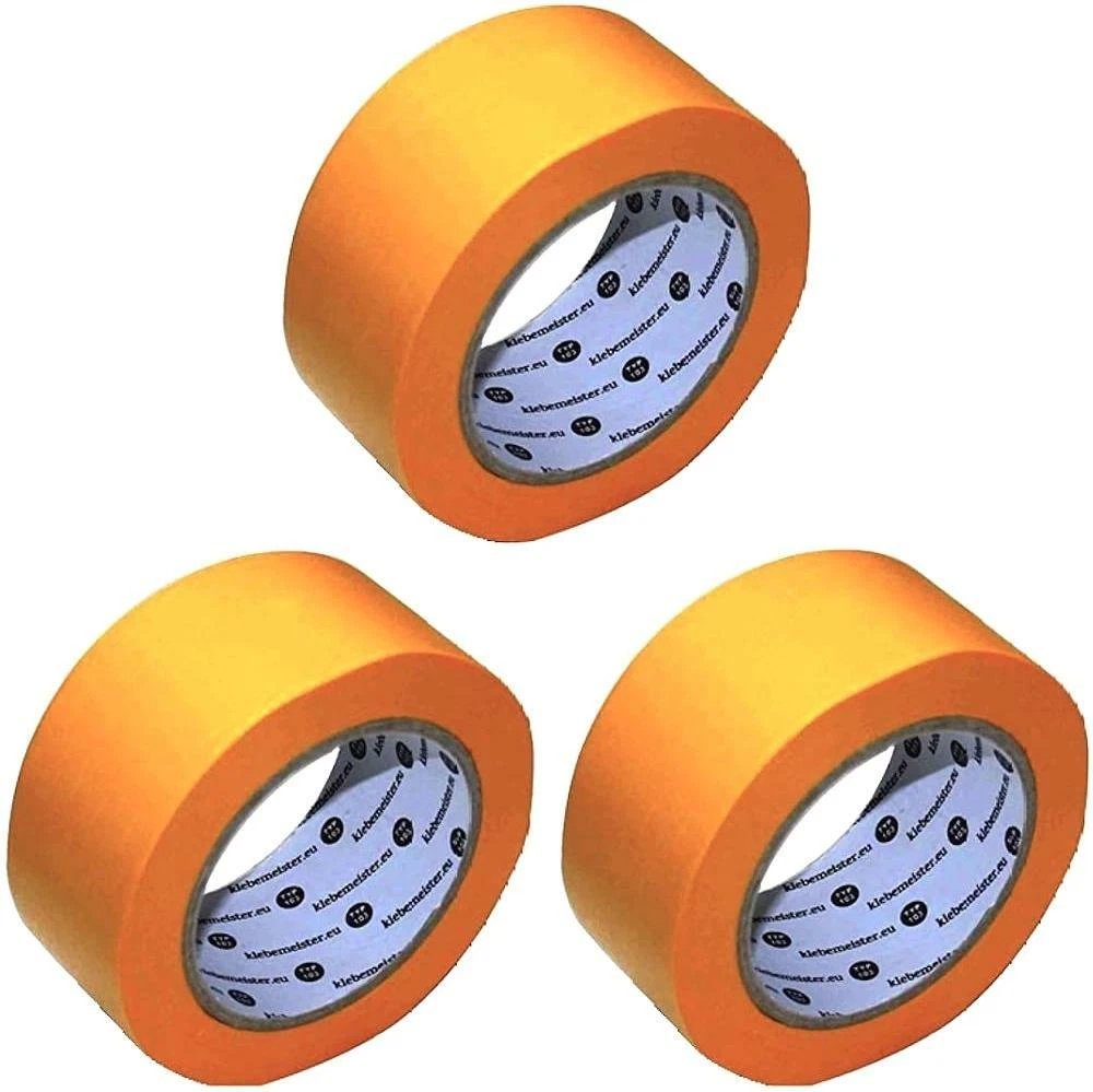 3x Goldband ⎥ 50mm x 50m ⎥ klebemeister® Soft Tape Abdeckband Washi Tape