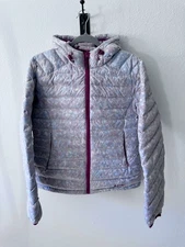 Hi Tec Women’s Timaru Down Hoodie Jacket Size Medium Full Zip Gray/ Fushia