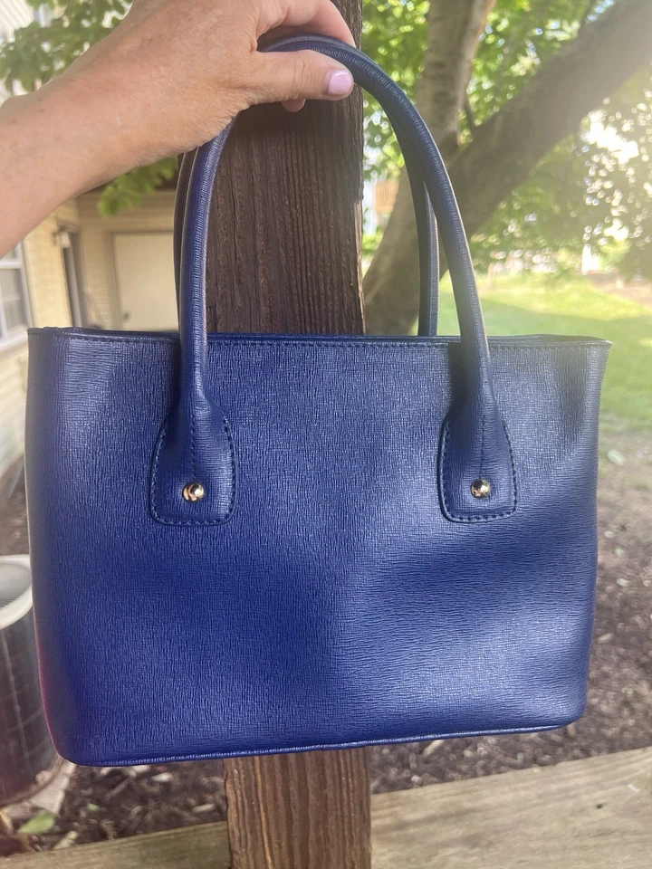 NWOT Furla Nuvola Mini Boston 2-way blue bag logo designer leather charm - Image 2 of 4