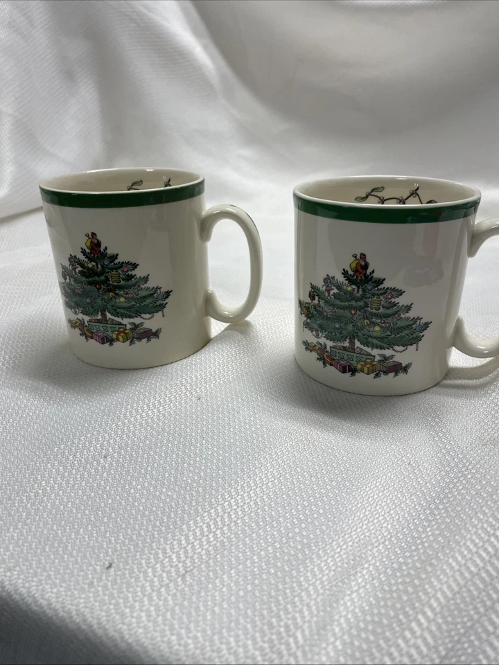 Set Of 2 VTG. SPODE CHRISTMAS TREE COFFEE/TEA CUPS 3 1/4" EUC Replacement Cups - Image 4 of 4