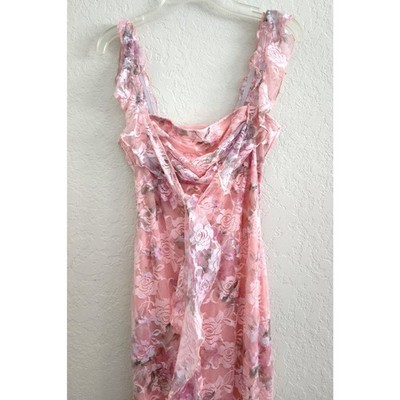 Dress-Cider-Rose Print-Fully Lined-Shoulder Strap Ruffles-Ruffle Ties-Long-XS