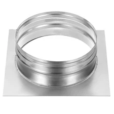 8" Duct Connector Flange, Dryer Vent Wall Plate Square to Round Straight Silver
