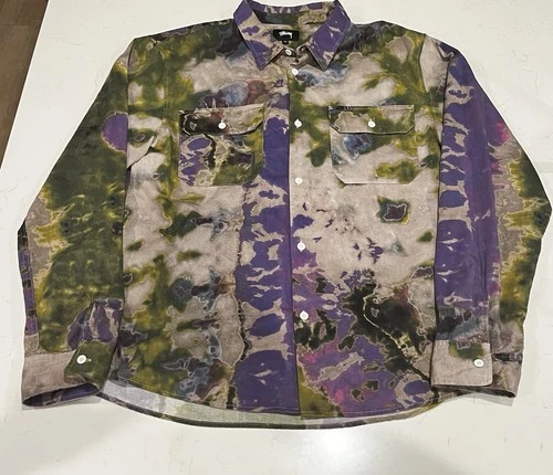 Stussy Tie dye Work L/S Button Up Shirt Size XL - product listing photo