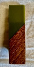 Vintage Hair Clip Wood and Resin Walnut beautiful Green