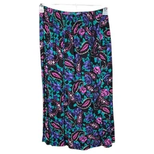 VTG Norton & Company Skirt - Floral A-line Black and Purple - 12P