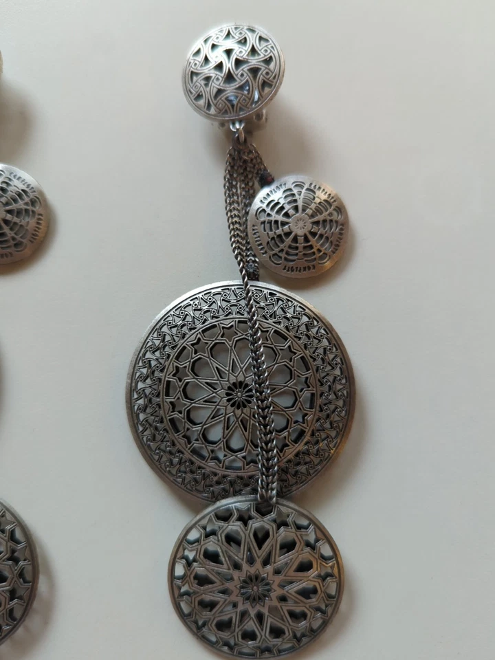 Konplott Shades Of Light Antik Silber große Clips Ohrhänger Ohrringe 13,5cm Top - Bild 3 von 4