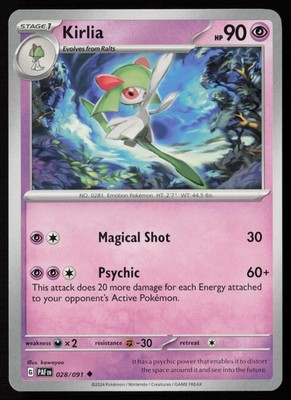 Pokemon Kirlia - 028/091 SV: Paldean Fates Non-Holo Pack Fresh - NM