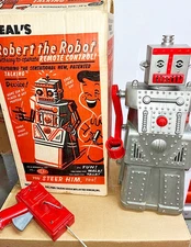 ROBERT the ROBOT Ideal 1956 WORKS with BOX Talks, Walks, Lights Up!