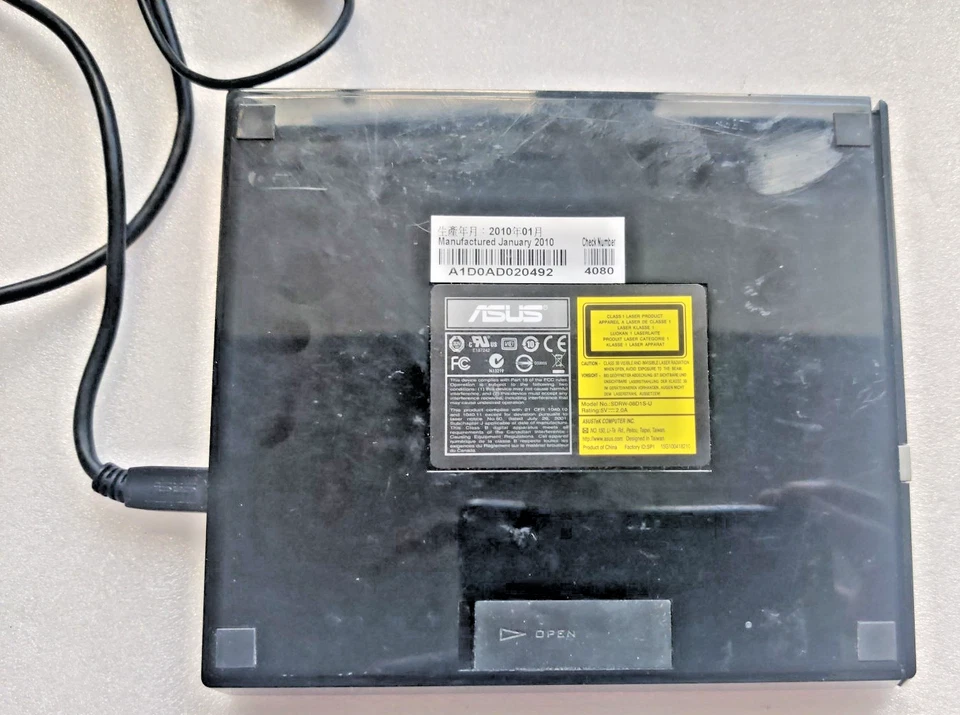 Unidad de disco óptico ASUS SDRW-08D1S-U negra con cable ASUS original Foto 2 de 4