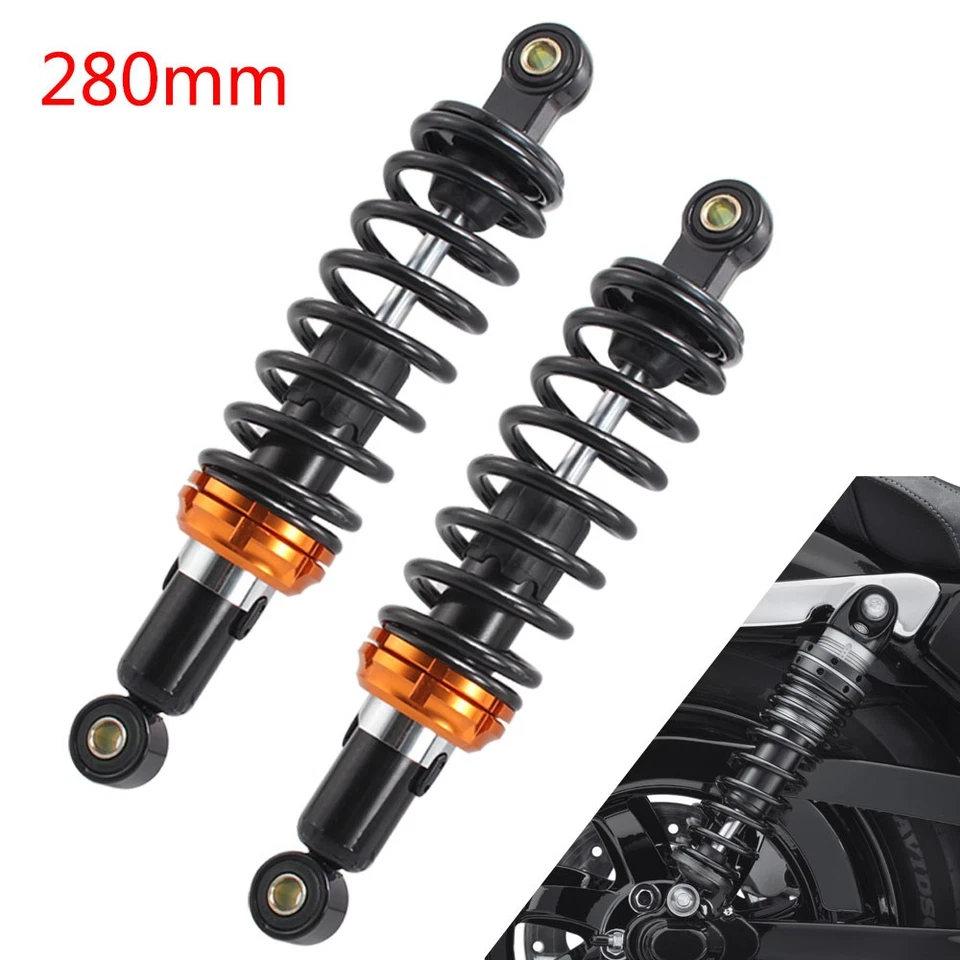 Par de suspensión amortiguador de aire trasero 280 mm 11" negro apto para Honda Universal Foto 3 de 4