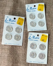 Vintage White 3/4 Inch Four Hole Flat Round Buttons Sewing Crafts Washable NOS