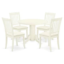 East West Furniture Shelton 5-piece Wood Dining Set with Fabric Seat in White