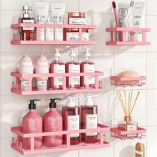 Pink Shower Caddy 6 Pack, Adhesive Shower Shelves