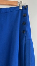 Vintage Christian Dior "The Suit" Royal Blue Pleated Midi Skirt Size 14 USA 80s