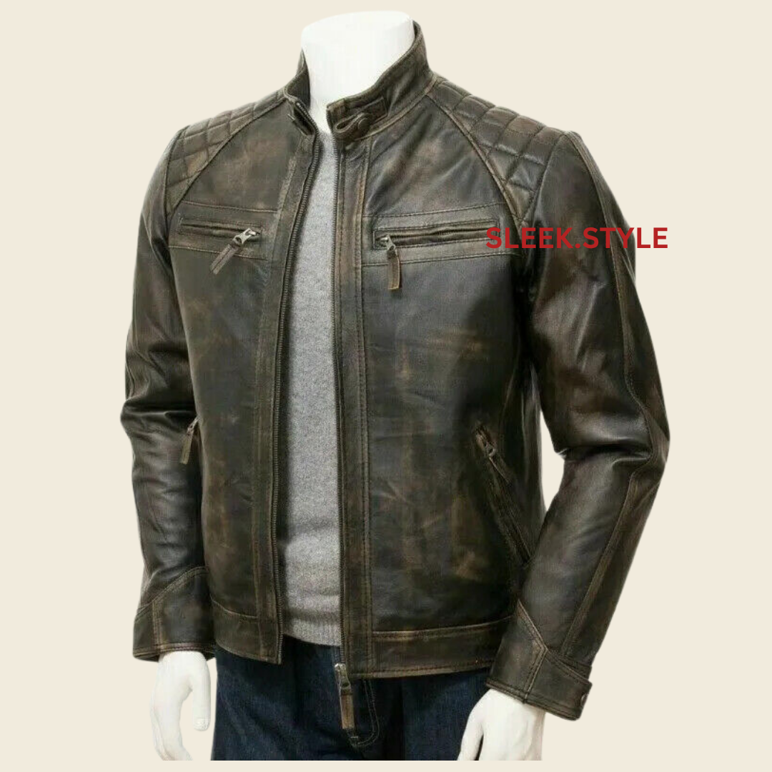 100% Lambskin Leather Jacket for Men – Stylish Motorcycle & Party Wear-image