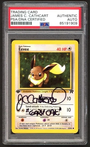 Pokemon Cards - PSA Authentic Auto Eevee 55/82 - James C. Cathcart Gary Oak