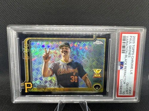 2025 Topps Chrome  Black- Paul Skenes #300 /10 SSP PSA10 POP 1 Image Variation