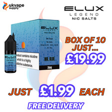 Elux Legend Nic Salts | Box of 10 | 10ml ELiquid Vape Juice NIC Salts 10mg 20mg