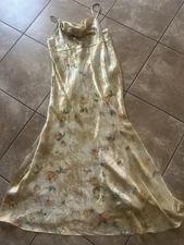 Madison Studio M Long Satin Slip Gown Sleepwear Floral Yellow